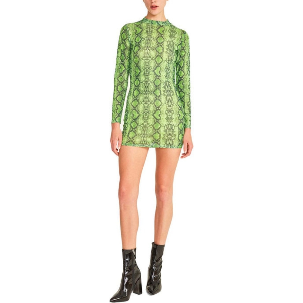NWT BB Dakota by Steve Madden Snake Print Mock Neck Mini Sheath Dress